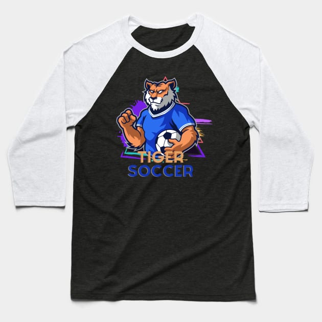 Tiger Soccer Baseball T-Shirt by Pearsville